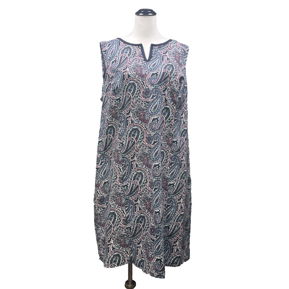 Talbots Dresses & Skirts - Talbots Womens 22W Plus Navy Red Paisley Cotton Stretch Sheath Dress Sleeveless